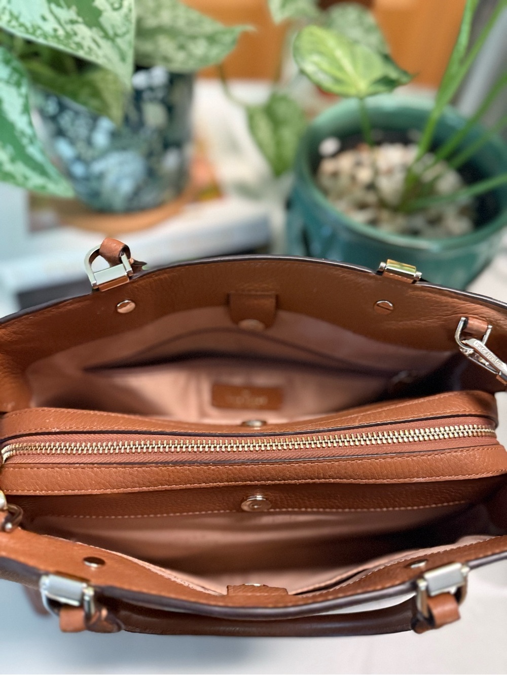 Kate Spade Cognac Pebbled Leather Satchel ♠️ - Picture 2 of 3